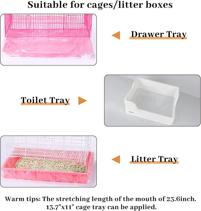 BNOSDM 50 PCS Rabbit Cage Liners Disposable Guinea Pig Cage Liner Hamster Tray Liner Plastic Small Animals Bedding Waste & Litter Pan Bag Universal Toilet Film for Bunny Hedgehog Ferret Rat
