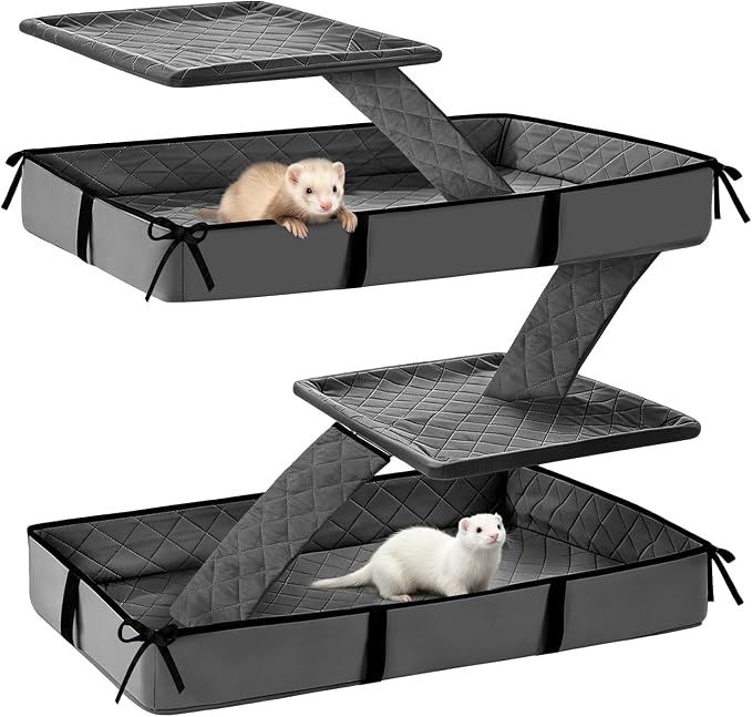 Ferret Cage Liner, Ferret Cage Accessories Suitable for Small Animals Rats, Chinchillas, Hedgehogs & Ferrets Non-Slip, Washable, Waterproof Fits Double-Unit Small Animal Cages