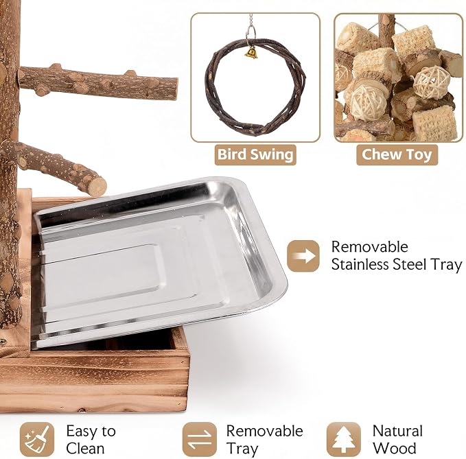 Bird Perch Stand, Multi-Layer Bird Playground, Parrot Cockatoo Parakeet Chew Toys