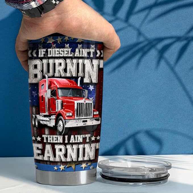 SANDJEST Trucker Tumbler 20oz Stainless Steel Insulated Travel Mug Cup for Men Dad Husband Truck Driver Gifts for Birthday Christmas Fathers Day