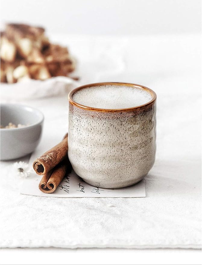 Japanese Style Ceramic Tea Set, Tea Cup, Coffee Cup, Yerba Mate Set, Ceramic Mate Cup Set of 4 (cream-colored)
