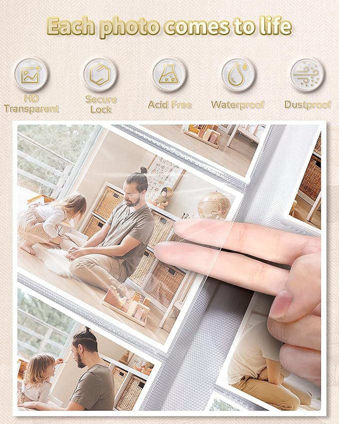 Photo Album 4x6 with 100 Pockets,Slip-in Picture Albums,Linen Cover Memory Book with Front Window,White Page Vertical Photo Book for Wedding,Family,Anniversare,Baby,Vacation