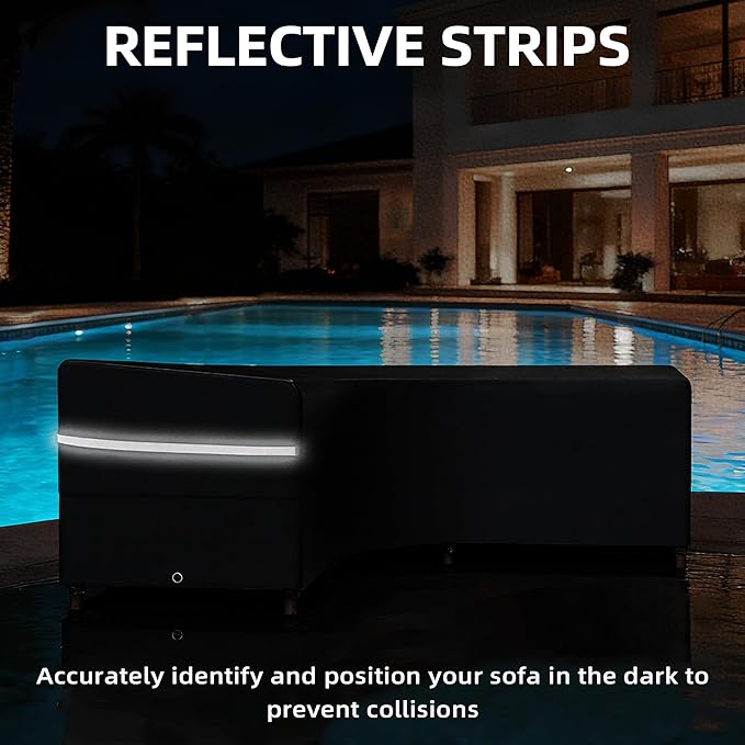 Rosefray Outdoor L-Shaped Sectional Cover-600D Patio Sectional Sofa Cover, Waterproof Furniture Covers for Deck, Lawn,Backyard 85”x105” Left Facing Black