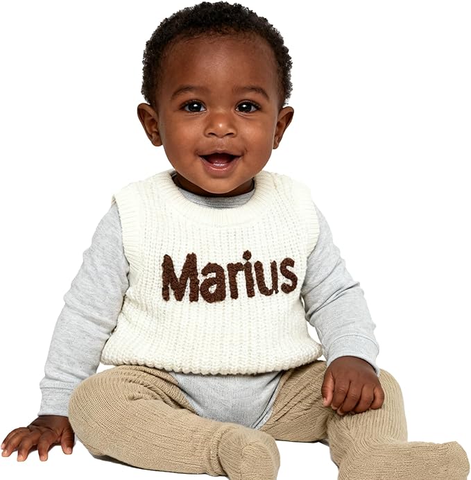 Personalized Knit Baby Boy Girl Sweater with Name Custom Pullover Sweatshirt Custom Baby Gifts
