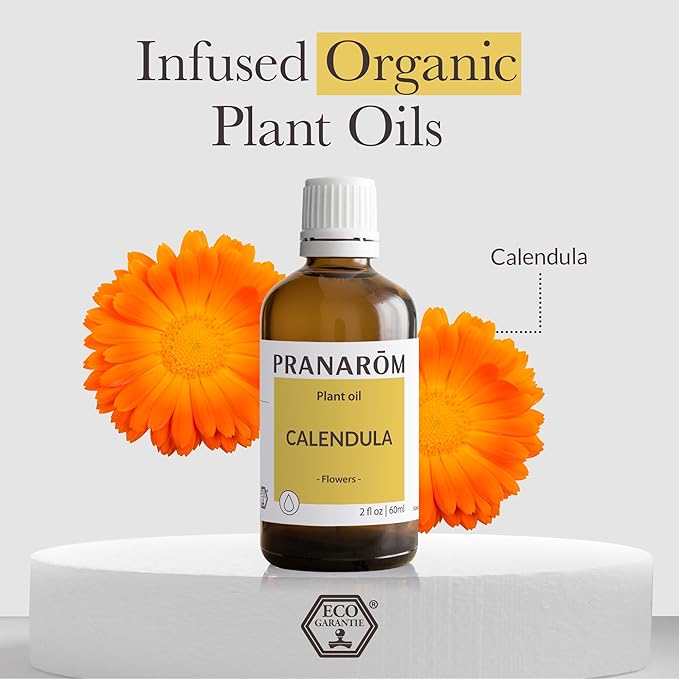 Pranarom - 4 Pack - USDA Certified Organic French Calendula Virgin Plant Oil - 2 fl oz Glass Bottle - Gentle Soothing Oil for Sensitive Skin, Moisturizer