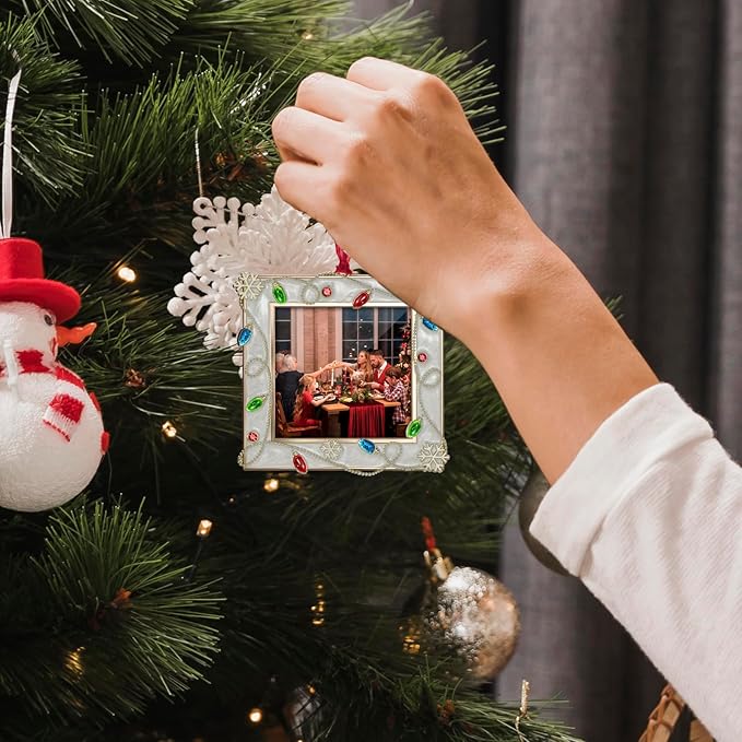LARAINE Picture Photo Frame Christmas Metal 2025 Christmas High Definition Glass Display Pictures for Tabletop Home Decorative Holiday Gift (White, 2.5)