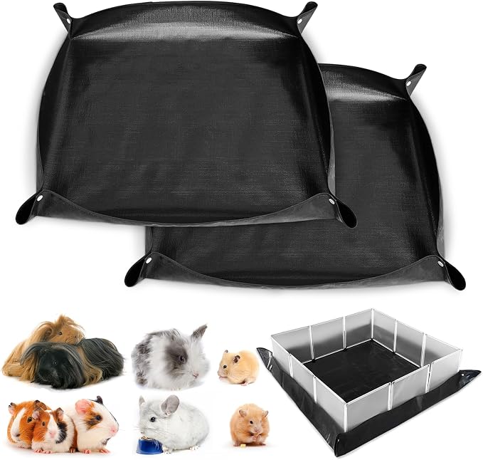 PINVNBY 59"x59" Thickening Waterproof Pet Playpen Mat, Guinea Pig Cage Liner Tarp Bottom Reusable Base for Rabbits, Bunny, Ferrets and Other Small Animals, 2 PCS