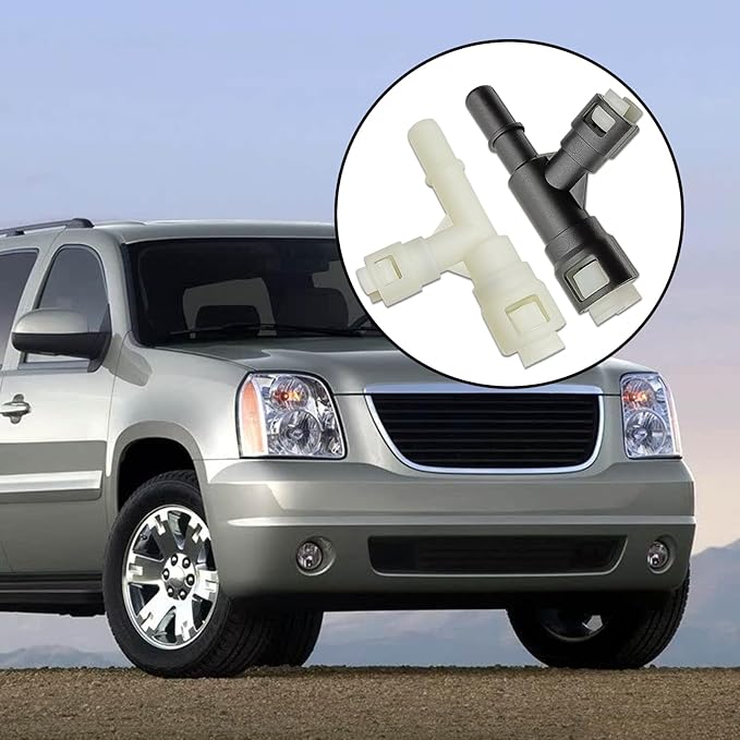 2PCS Car Heater Inlet Hose Fitting 15055343 Heater Inlet Hose Connector Tee Compatible with 00-14 GMC Yukon Sierra Chevy Tahoe Suburban Cadillac Escalade (Black & White)
