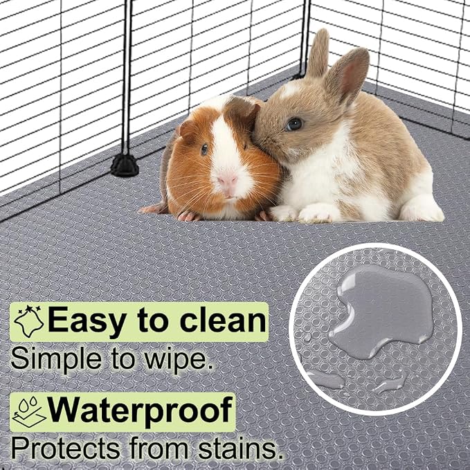 Washable Guinea Pig Bedding Cage Liner Waterproof Rabbit Bedding, Easily Cut to Suit Cage and Reusable Pads for Guinea Pigs, Rabbits, Hamsters, Gerbils, and Chinchillas,18"×79", 2pcs, Grey Mat