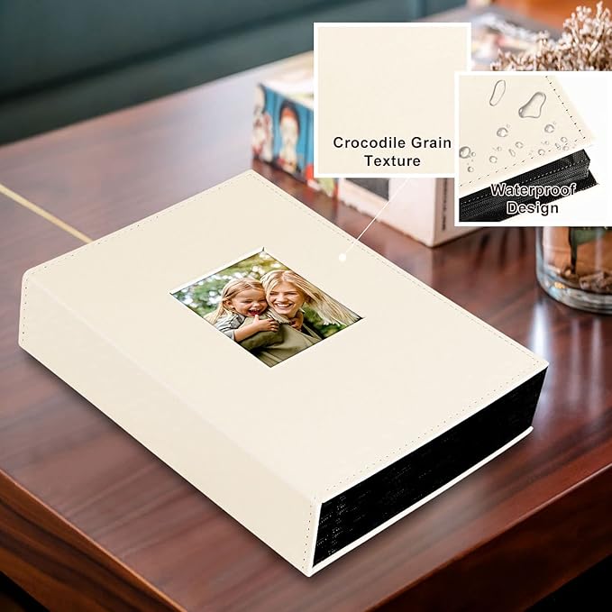Ywlake Photo Album 4x6 300 Pockets, Leather Photo Albums Holds 300 Horizontal Only Pictures Beige