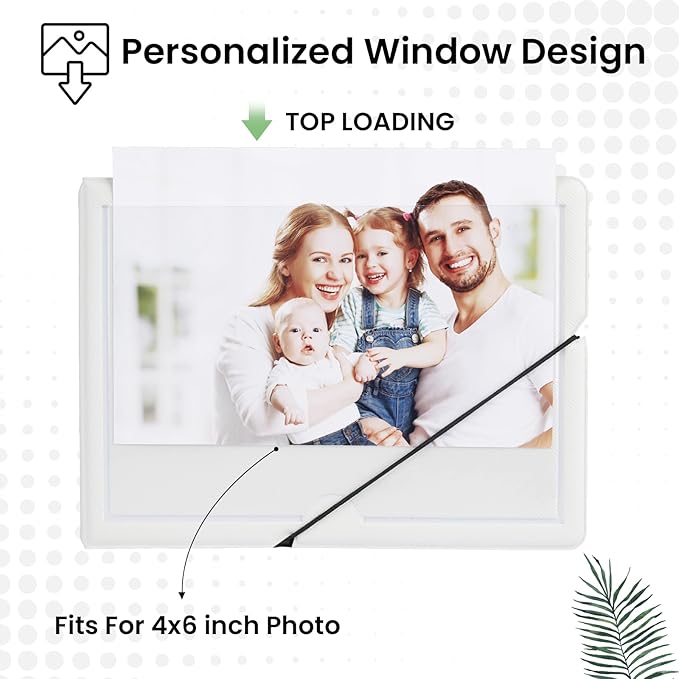 Lifting Small Photo Album 4x6 Holds 40 Photos with Customizable Cover，Mini Leather Picture Album Book for Wedding，Family，Baby Memories (White)