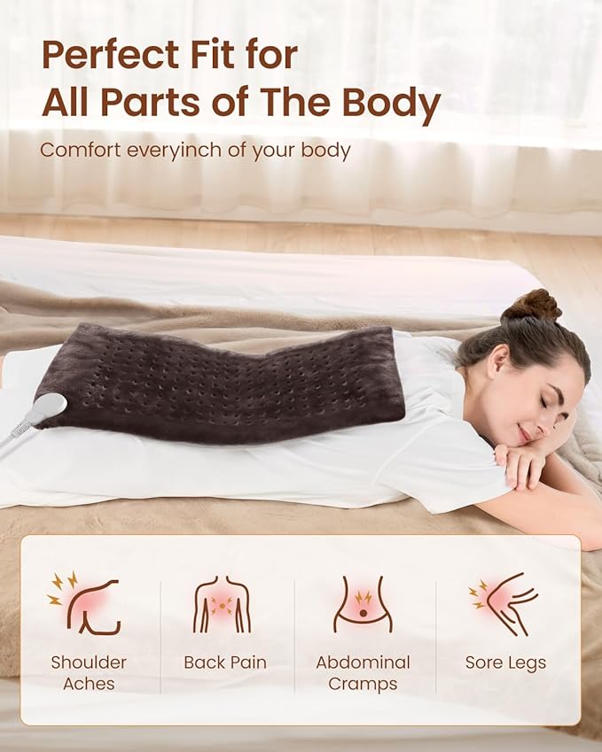 RENPHO Heating pad for Neck and Shoulder and Back & Period Cramps and Leg Pain Relief, Electric Heat Pads, Mothers Day Gifts & Birthday Gifts for Women, FSA Eligible, ETL Certified, 12"x24" Brown