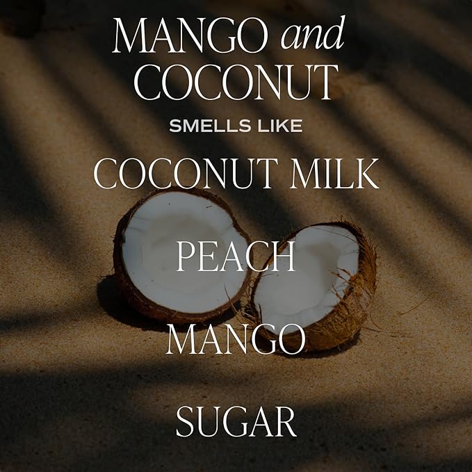 Sweet Water Decor Mango and Coconut Scented Soy Candles – Pineapple, Mango, Orange, Peach, Coconut Milk, Sugar – Fresh Tropical Aroma – 50 Hour Burn – 12oz Tinted Glass Jar for Home Decor