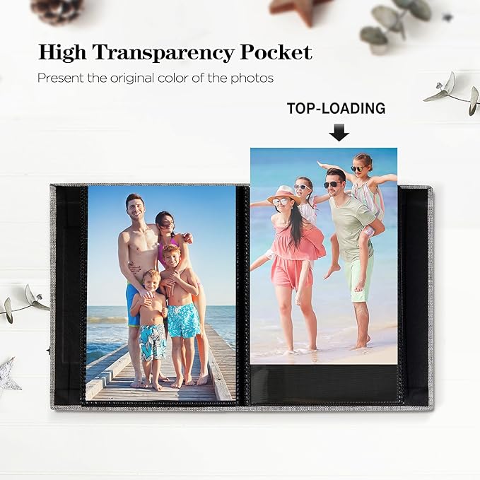 Mublalbum 2 Pack Small 5x7 Photo Album Linen Cover with Display Window Mini Picture Book Each Holds 52 Vertical Pockets for Artwork Postcards or Pictures Storage (Red)