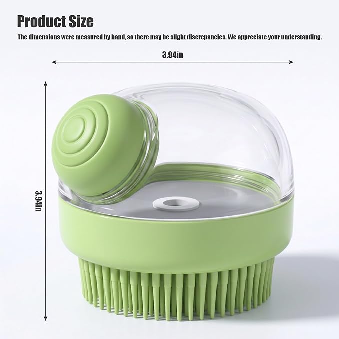 5PC pet grooming bath brush set - silicone massage brush with shampoo dispenser - suitable for dogs and cats for bathing, removing loose hair, and oral cleaning (Verdant)