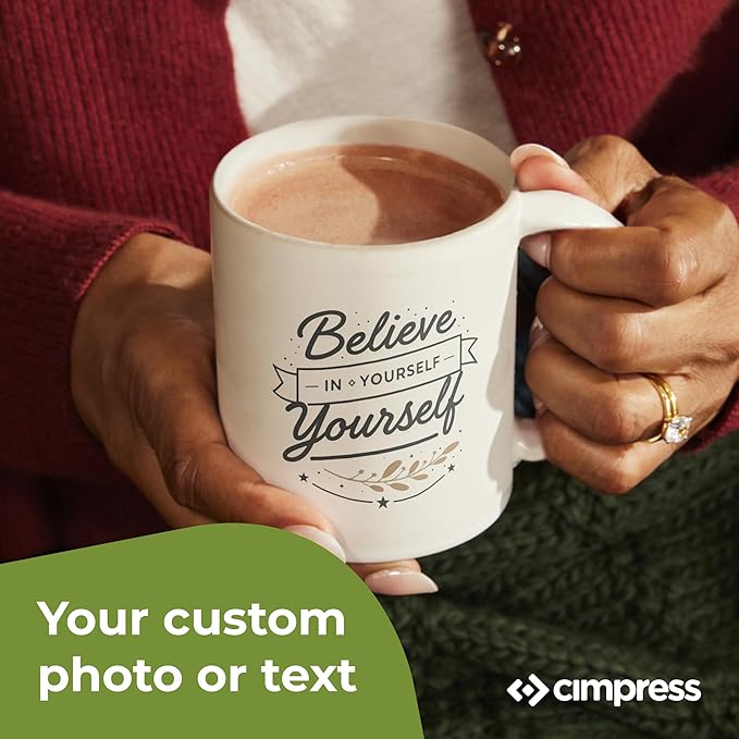 Personalized Mug, Custom Ceramic Mug with Photo and Text, 11oz, Pack of 100, Glossy Coffee Cup, Perfect for Christmas, Secret Santa or as Holiday Gift for Family or Friends, White/Green
