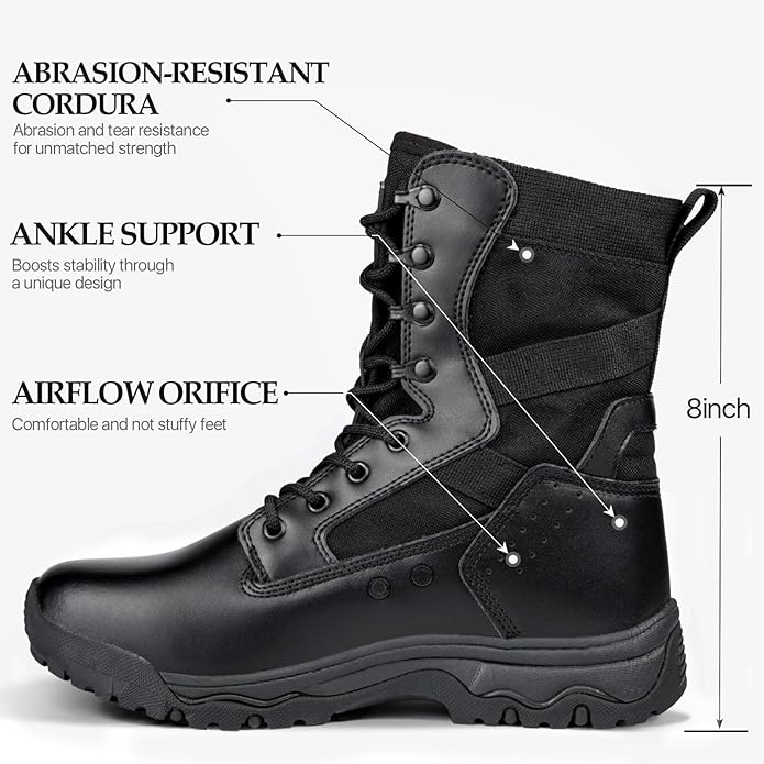 FREE SOLDIER Men's Work Tactical Boots 8 Inches Lightweight Combat Boots Durable Suede Leather Military Boot Desert Boot