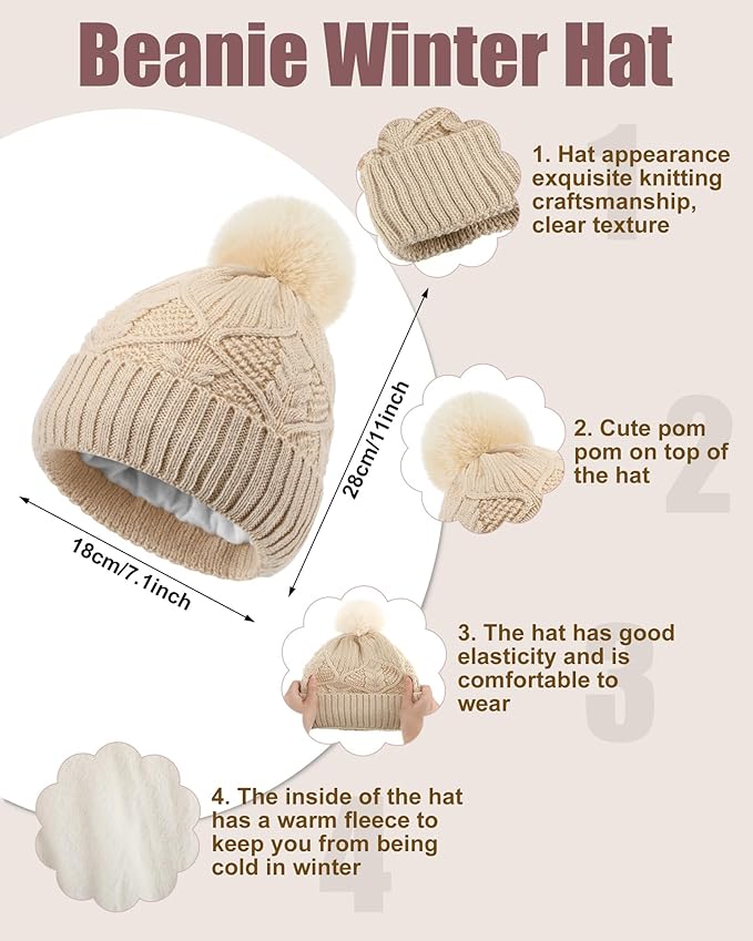 Geyoga 6 Pcs Winter Warm Set for Women Warm Beanies Hats Touchscreen Gloves Long Scarf Ear Muffs Socks Winter Gifts for Women