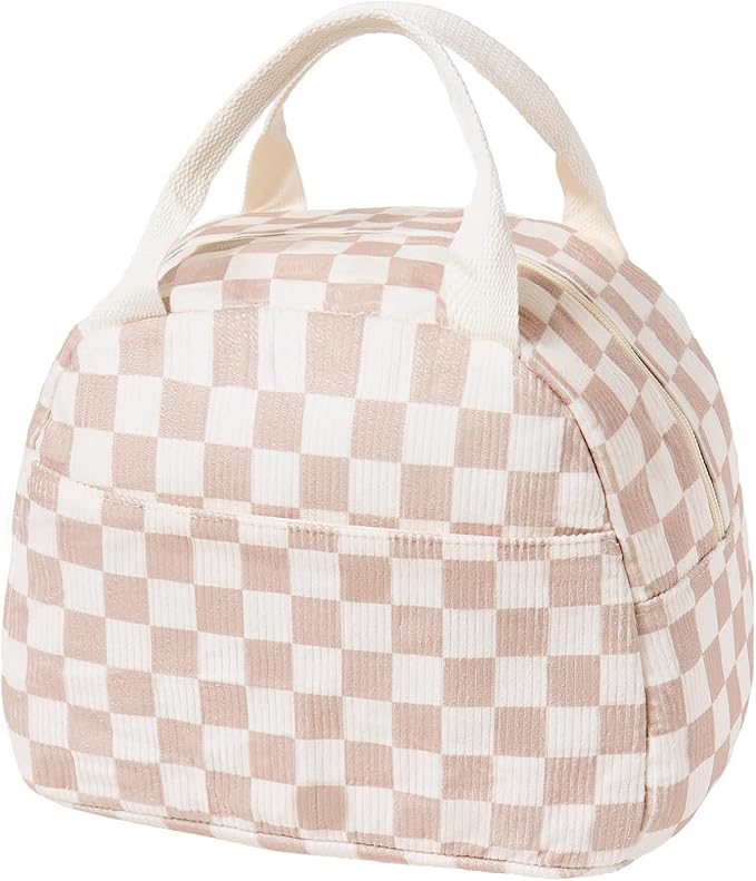 Lunch Bag for Women Men Girl,Large Cute Corduroy Lunch Tote Bags - Reusable Insulated Lunch Box for women with Handle, Leakproof WaterProof Design for Office, School, Work,Picnic.