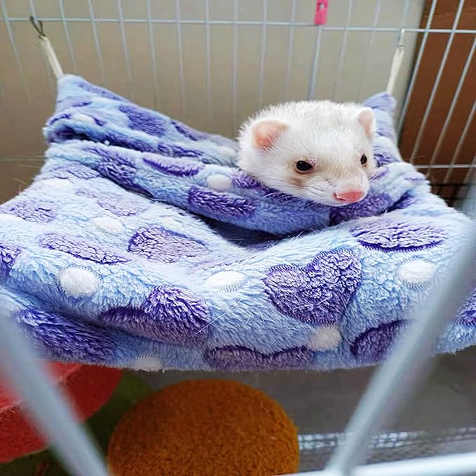 ISMARTEN Small Animal Hanging Hammock, Pet Hanging Nap Sack Sleep Bag Bed, Cage Hammock Beds for Ferret Guinea-Pig Sugar Glider Hamster Rat Mice Chinchilla Flying Gerbil and Squirrel (Green)