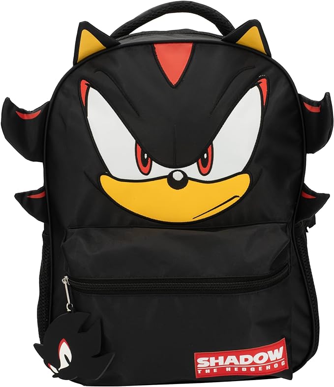 AI ACCESSORY INNOVATIONS Sonic The Hedgehog Backpack for Boys & Girls, Shadow 16 Inch Schoolbag with 3D Features, Durable School Bag for Kids