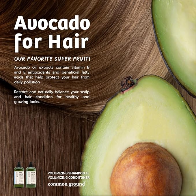 Common Ground Volumizing Natural Conditioner, Paraben and Cruelty Free, Vegan, Plant-Based, Botanical Magnolia Scent, Avocado Oil, pH5.5, Healthy Scalp, Shine, Color Safe for Men, Women