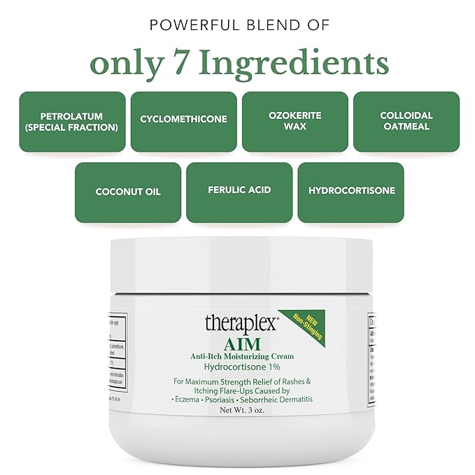 Theraplex AIM - Anti Itch Cream (2 oz) – 1% hydrocortisone for Itchy Skin Relief, moisturizing Cream for Eczema, Seborrheic Dermatitis. Safe for Kids. Relieves Itchy Skin with Maximum Strength.
