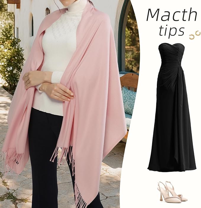RIIQIICHY Women's Scarf Pashmina Shawls and Wraps for Evening Dress Bridesmaid Wedding Bridal Winter Warm Long Large Scarves