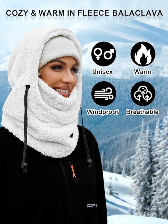 Balaclava Fleece Ski Mask for Men Women Winter Face Masks Windproof Hooded Scarf Cold Weather Hat Neck Warmer