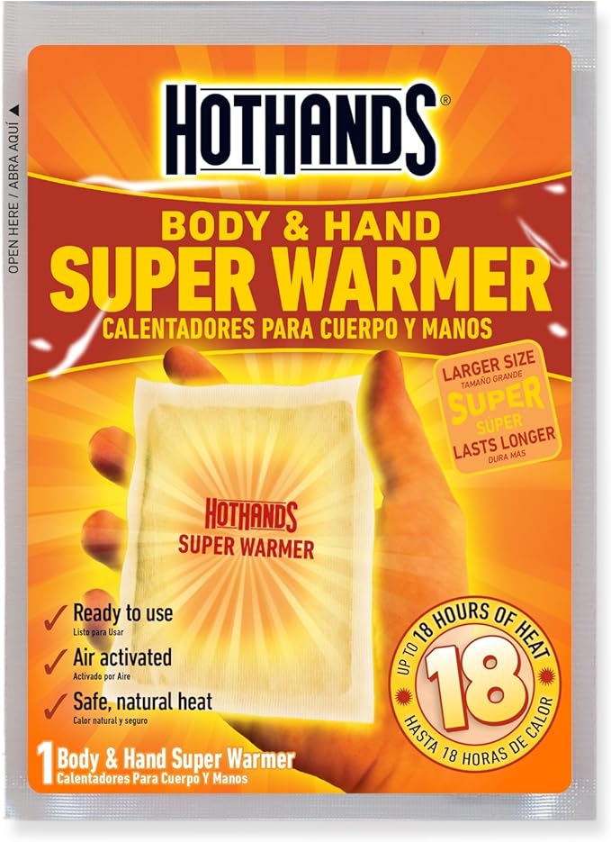 HotHands Body & Hand Super Warmers - Long Lasting Natural Odorless Air Activated Warmers - Up to 18 Hours of Heat - 3 Individual Warmers (Pack of 3)