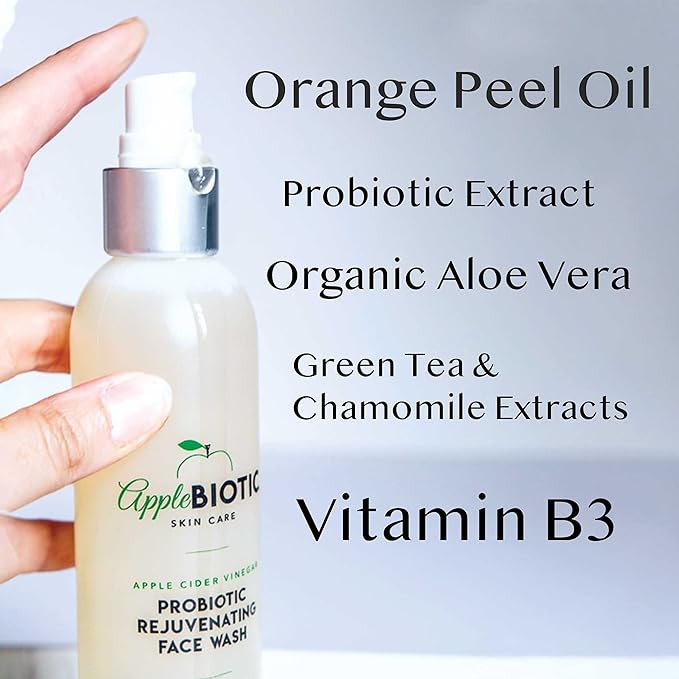 Apple Cider Vinegar Face Cream & Wash Duo, Hydrating, Redness Relief for Dry, Oily, Sensitive Skin, Natural Green Tea, Chamomile