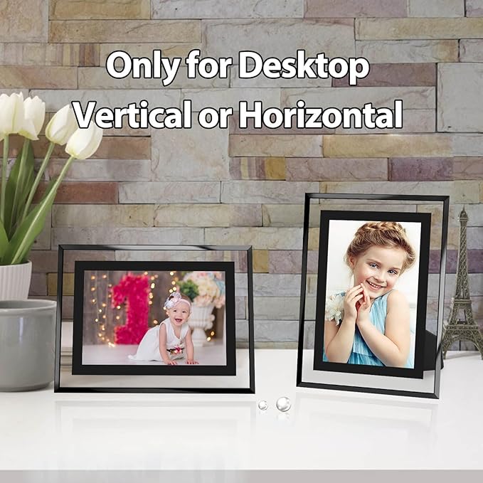 4x6 Picture Frames Black - Set of 4, HD Real Glass 4 by 6 Photo Frame for Tabletop Display, Wedding Birthday Christmas Day Gifts (4 x 6, Black)