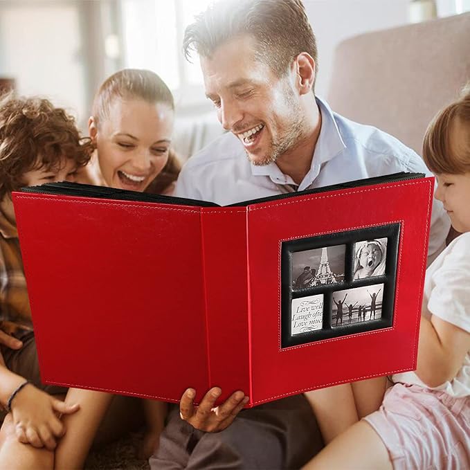 Ywlake Photo Album 4x6 500 Pockets Photos, Extra Large Capacity Family Wedding Picture Albums Holds 500 Horizontal and Vertical Photos Red