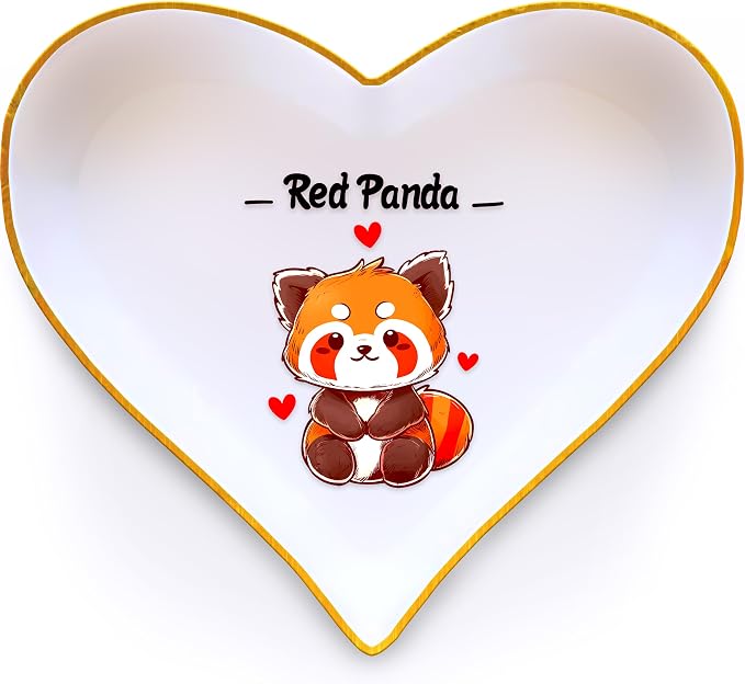Red Panda Ring Holder Dish Tray, Gifts For Women Teens Girls Red Panda Lovers Themed Stuff Accessories Things Decor Merch, Home Room Ring Earrings Necklace Organizer Holder!