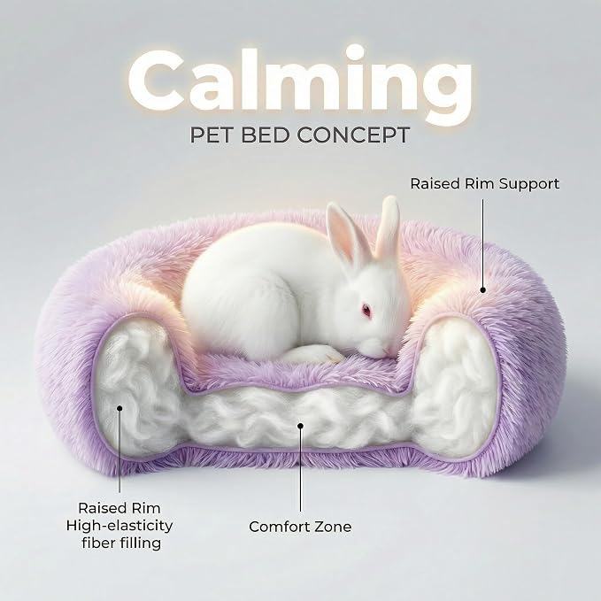 Guinea Pig Bed for Small Animal for Dwarf Rabbits/Hamster/Hedgehog/Ferrets | 11.8 Inch Small Animal Beds Washable，Hideout Soft & Comfortable Donut Bed,Purple and White