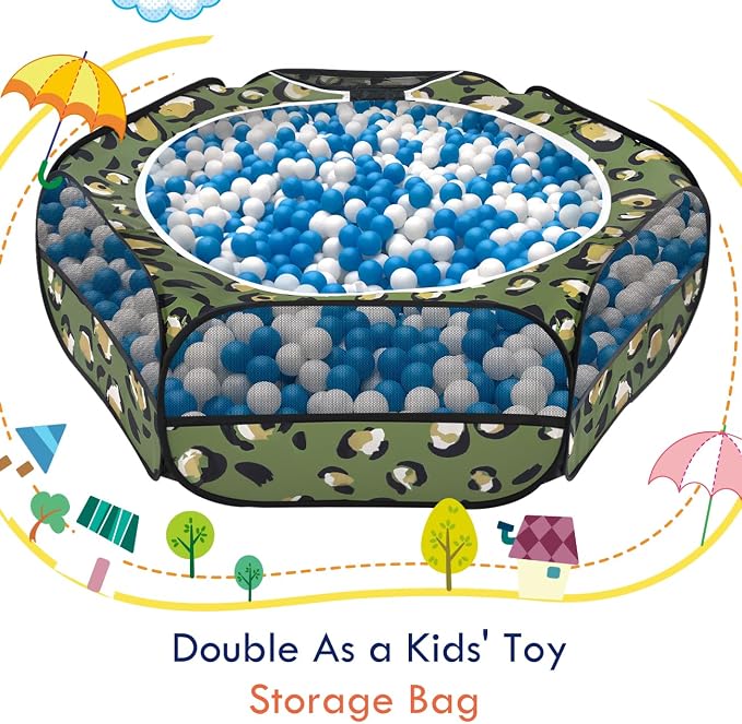 Pawaboo Small Animal Playpen with Zippered Cover, Leopard Print | Portable pop-up pet tent for supervised rabbits, guinea pigs, chicks and kittens; water-resistant bottom and 3 metal rods