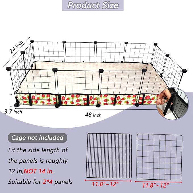 Guinea Pig Cage Liner，Washable Waterproof Oxford Cloth Cage Liners for Small Animals,Hamster Chinchilla Hedgehog Rabbit and Other Small Animals Not Include Cage(24x48 inches)