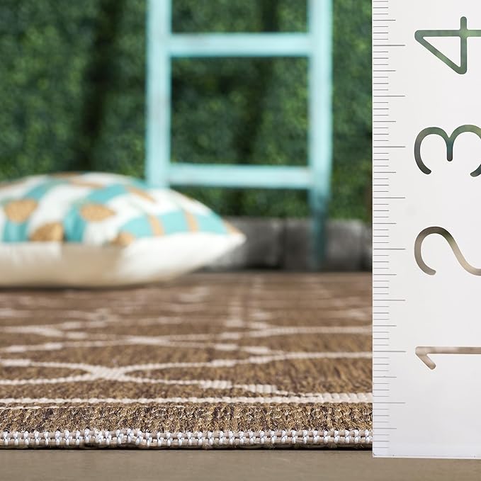 SAFAVIEH Washable Rug Outdoor Courtyard Collection - 2'3" x 8' Runner, Brown & Bone, Non-Shedding & Easy Cleaning, Ideal for Patio, Entryway, Mudroom, Hallway, Kitchen (CY6918-242)