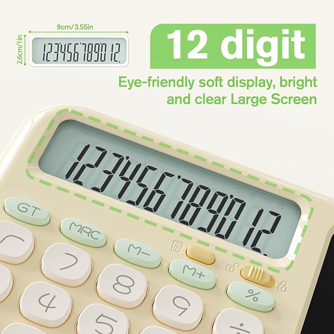 Desk Basic Calculator with Notepad for School ROATEE Cute Simple Big Button Standard Kawaii Calculator for Desk Back to School Supplies Non Scientific Calculator Green Basic Calculators for Students
