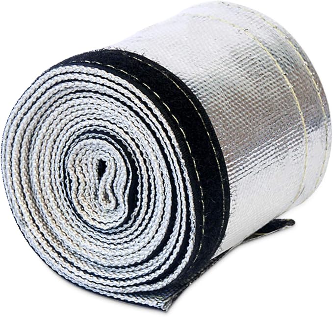 Heat Shroud Sleeve Aluminized Sleeving Express Aluminized Hose and Silver Hose Wire Protection Barrier with Hook and Loop Closure, 3/4" I.D.x 10FT