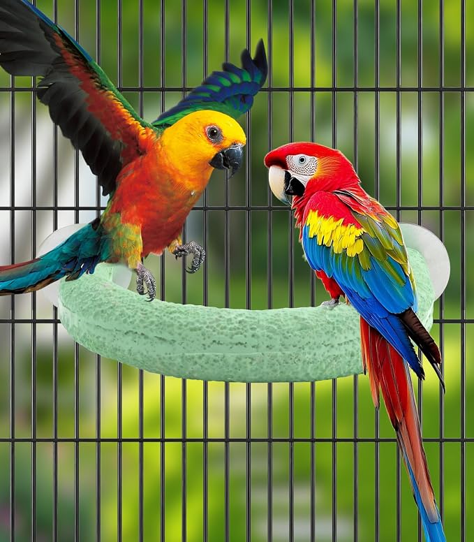 U Shape Parrot Perch Cage for 4cm Large Pad Fits Bird perches | Fits Horizontal Vertical Bars Washable Colorfast Resin Perch for Budgies, Cockatiels to Trim Nails Beak Naturally