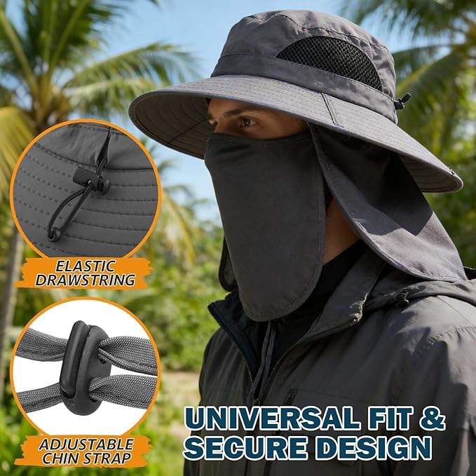 EINSKEY Wide Brim Sun Hat, UPF 50+ UV Protection Waterproof Packable Bucket Hat for Men & Women, Fishing Hiking Beach Garden