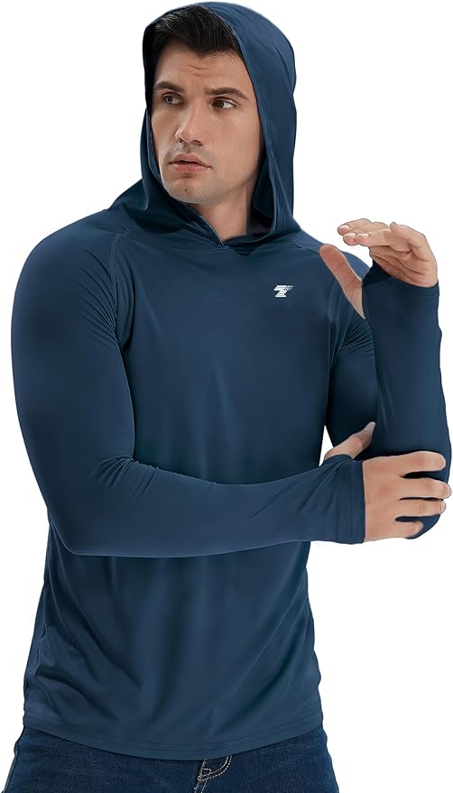 TELALEO 3 Pack Men's UPF 50+ Sun Protection Lightweight Hoodie Performance Long Sleeve SPF UV Shirt for Fishing Running