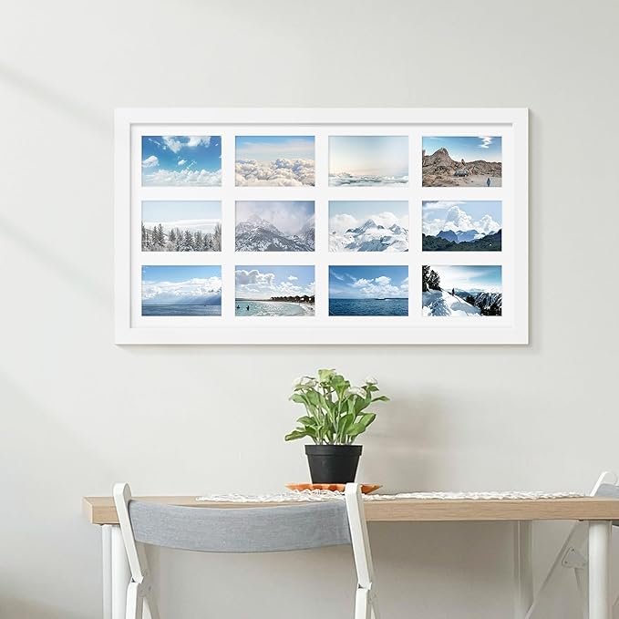 14x26 Collage Picture Frame 4x6 Collage Picture Frame Displays Twelve 4x6 inch Photos Available Horizontal Wall Mounting Display and Vertical White