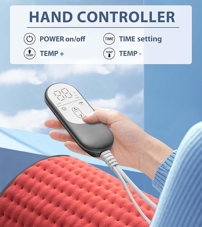 Heating Pad for Back, Neck & Shoulder Pain Relief – 12"x24" Electric Heat Pad, Auto-Off, Machine Washable, Moist/Dry Heat Options – Thoughtful Mother's Day Gifts for Mom, Dad, Women & Men