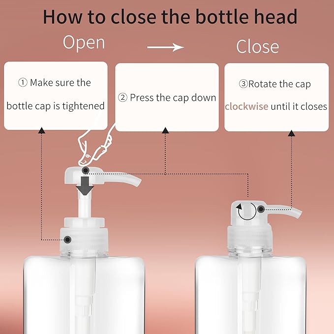 Pump Bottle Dispenser 22oz/650ml Jansburg 2Pack Refillable Square Plastic Lotion Dispenser Empty Lotion Pump Bottle for Essential Oil Lotion, Shampoo, Bathroom Travel Clear