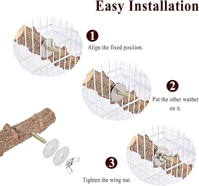 Bird Ladder Perch for Cage Natural Wood Bird Parrot Perch Stand Chewing Toy | Parrot Perch Bridge Climbing Cage Accessories for Small Medium Animal