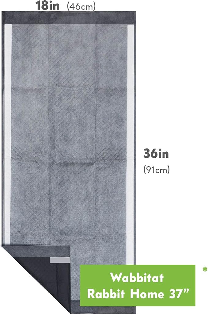 Paw Inspired Disposable Cage Liners, 36x18 Inch (Wabbitat 37), 16 ct | Bamboo Charcoal Odor Controlling, Super Absorbent Pads For Guinea Pigs, Ferrets, Rabbits, Hamsters, Small Animals