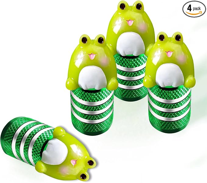4Pack Frog Tire Valve Stem Caps Cute 3D Resin Animal Tire Air Caps | Cute Car Accessories Decor,Universal for Car,SUV,Bike,Motorcycle,Bicycle,Frog Gifts for Women Men Frogs lover
