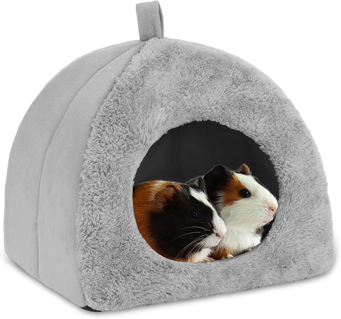 BWOGUE Guinea Pig Bed Hideout, Washable Hamster Cave for Small Animals | Removable Cushion for Cleaning, Warm Fleece Nest, Washable Bed, 10.23 x 10.23 x 11 in, Dwarf Rabbits Hedgehogs
